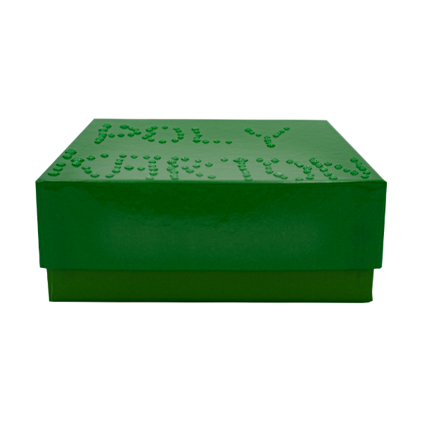 Grüner Karton mit Wassertropfen