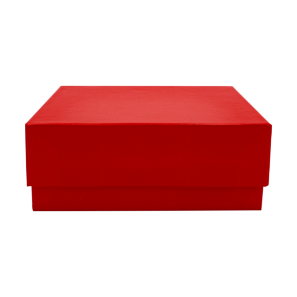 roter-karton-front Kryobox aus Karton 136 x 136 x 50 - Kunststoff Beschichtung rot