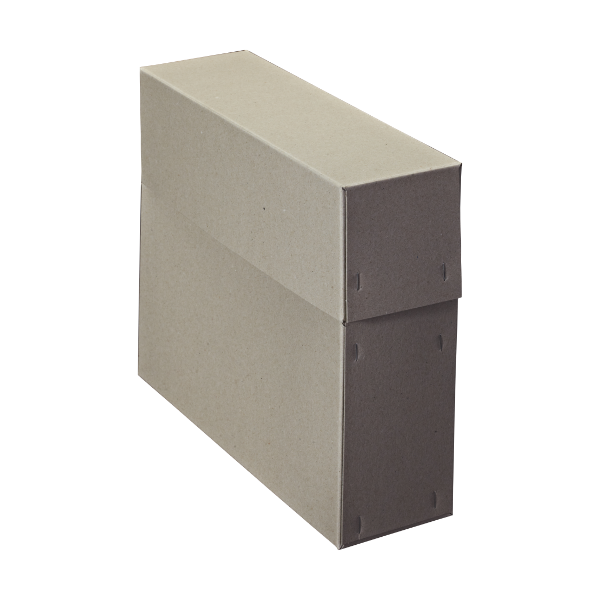 archiv-karton-zugeklappt Archivbox aus stabiler Vollpappe zur Archivierung von Dokumenten. Geschlossen.