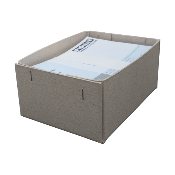 DIN A6 Karton - 50 mm hoch aus Vollpappe. Gefüllt mit DIN A6 Papier